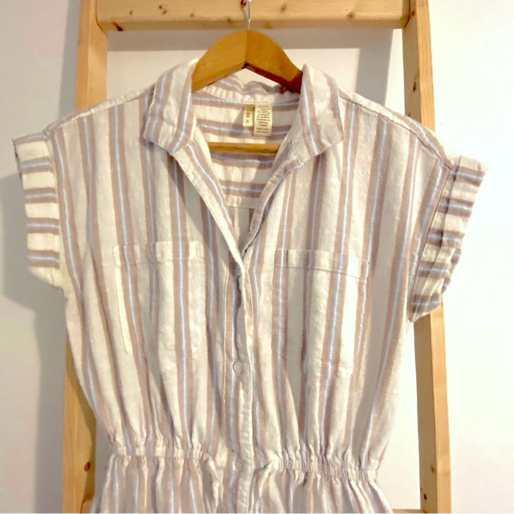 Japana Cotton Button Down Striped Dress - Picture 5 of 8